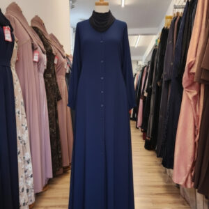 Navy Blue Button-Front Daily Abaya