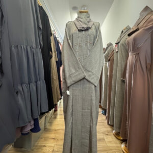 Black Abaya with White Embroidery